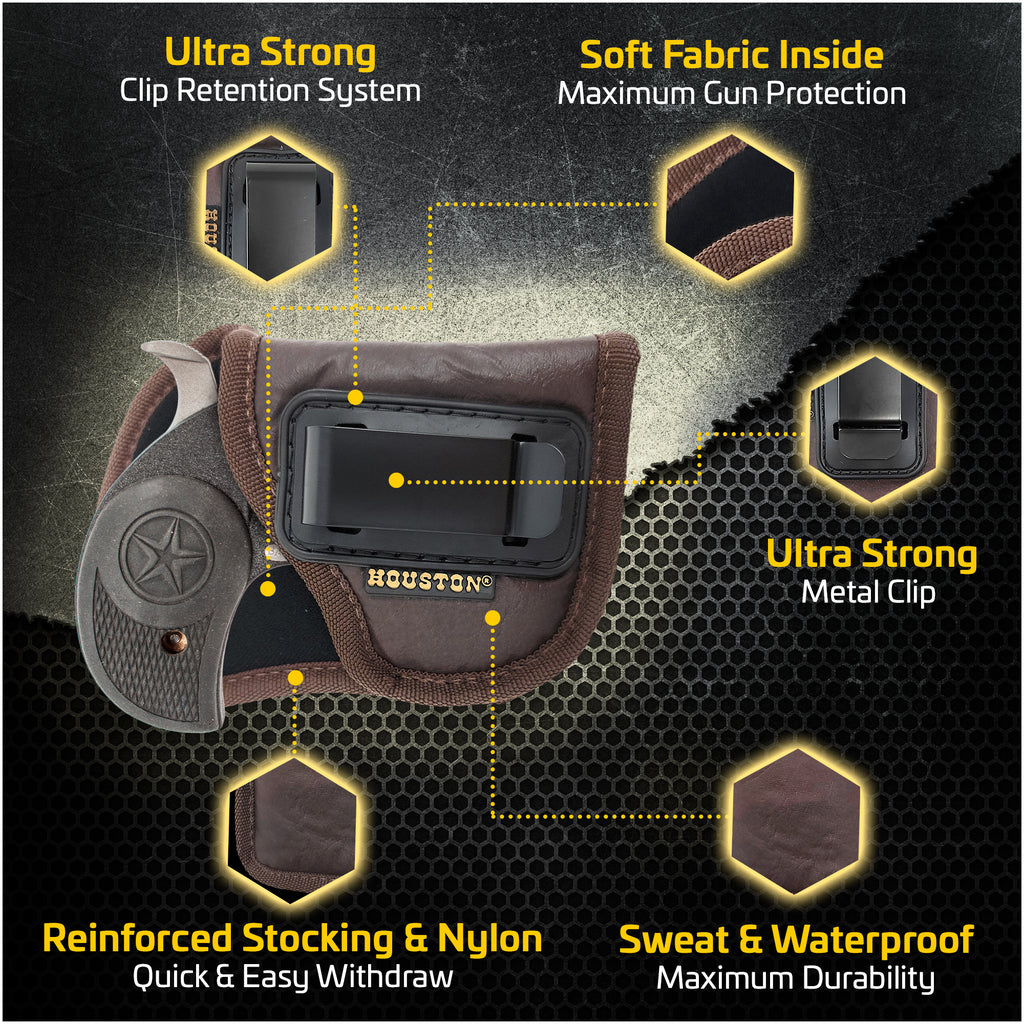 ECO - LEATHER Tuckable Holster IWB with metal clip – Houston Gun Holsters,  LLC