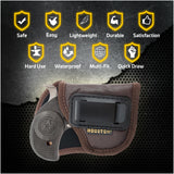 IWB Gun Holster by Houston - Brown ECO Leather Concealment Inside The Waistband with Metal Clip Compatible with Bond Arms | Roughneck | Backup | Texas Def 1 .410 / 357 / 38 / .9 / .45, 2.5 Barrel