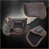 IWB Gun Holster by Houston - Brown ECO Leather Concealment Inside The Waistband with Metal Clip Compatible with Bond Arms | Roughneck | Backup | Texas Def 1 .410 / 357 / 38 / .9 / .45, 2.5 Barrel
