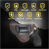 IWB Revolver Holster by Houston - ECO Leather Concealed Carry Soft Material | Suede Interior for Protection | Fits Any 38 J Frames, S&W, Charter Arms, Rossi 38, Taurus,BG, LCR