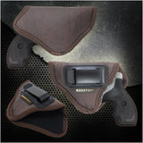 IWB Revolver Holster by Houston - ECO Leather Concealed Carry Soft Material | Suede Interior for Protection | Fits Any 38 J Frames, S&W, Charter Arms, Rossi 38, Taurus,BG, LCR