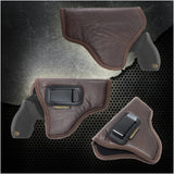 IWB Revolver Holster by Houston - ECO Leather Concealed Carry Soft | Suede Interior for Maximum Protection | FITS: Revolvers K, L, M & N Frames | Taurus Judge | 5 & 6 Shots | 2.5" to 3" Barrel