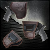 IWB Revolver Holster by Houston - Brown ECO Leather Concealed Carry Soft | Suede Interior for Maximum Protection | FITS: Rhino REV 200DS, 357 MAG/2" BBL