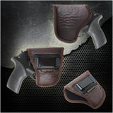 IWB Revolver Holster by Houston - Brown ECO Leather Concealed Carry Soft | Suede Interior for Maximum Protection | FITS: Rhino REV 200DS, 357 MAG/2" BBL
