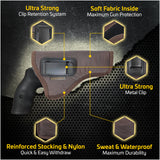 IWB Revolver Holster by Houston - ECO Leather Concealed Carry Soft Material | Suede Interior for Protection | FITS: Revolvers K, L, M & N Frames, 5 & 6 Shots, 3.5" to 4.5" Barrel