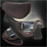 IWB Gun Holster by Houston - ECO Leather Concealed Carry Soft Material | Suede Interior for Protection | Fits: Most Small 380, Keltec, Ruger LCP, Diamond Back, Small 25 & 22 Cal (CHPB-71A) Brown