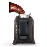 IWB North American Arms Mini Revolvers Holster by Houston – Brown ECO LEATHER Concealed Carry Soft Material | Suede Interior for Protection | Fits: North American Arms Revolvers Short NAA-22S (Ambidextrous)