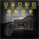 IWB North American Arms Mini Revolvers Holster by Houston – Brown ECO Leather Concealed Carry Soft Material | Suede Interior for Protection | Fits: Black Widow .22 Mag (Ambidextrous)