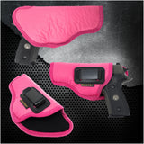 IWB Gun Holster by Houston - Pink ECO Leather Concealed Carry Soft Material | FITS Glock 17/21, H &K,Beretta 92 FS,XDM,Ruger 45 BERSA PRO,PX4,FNX 45,FNH 45,HI Point 9/40/45 MM (Left)