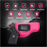 IWB Gun Holster by Houston - Pink ECO Leather Concealed Carry Soft Material | FITS Glock 17/21, H &K,Beretta 92 FS,XDM,Ruger 45 BERSA PRO,PX4,FNX 45,FNH 45,HI Point 9/40/45 MM (Left)