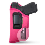 Pink IWB Gun Holster by Houston - ECO Leather Concealed Carry Soft Material | FITS Most Full Sizes, Like XDM, Glock 17/19/21, 92 FS (with Laser) (CHPK-57BL)