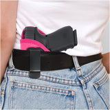 Pink IWB Gun Holster by Houston - ECO Leather Concealed Carry Soft Material | FITS Most Full Sizes, Like XDM, Glock 17/19/21, 92 FS (with Laser) (CHPK-57BL)