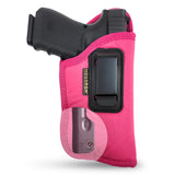 Pink IWB Gun Holster by Houston - ECO Leather Concealed Carry Soft Material | FITS Most Full Sizes, Like XDM, Glock 17/19/21, 92 FS (with Laser) (CHPK-57BL)