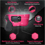 Pink IWB Gun Holster by Houston - ECO Leather Concealed Carry Soft Material | FITS Most Full Sizes, Like XDM, Glock 17/19/21, 92 FS (with Laser) (CHPK-57BL)