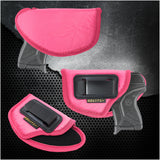 Pink ECO Leather Gun Holster - by Houston - Concealment Inside The Waist with Metal Clip Fits Only Small .380 Caliber with Small Laser, Keltec, LCP, Diamond Back, Small 25 & 22 Cal with Laser