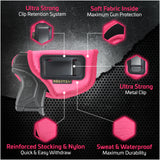 Pink ECO Leather Gun Holster - by Houston - Concealment Inside The Waist with Metal Clip Fits Only Small .380 Caliber with Small Laser, Keltec, LCP, Diamond Back, Small 25 & 22 Cal with Laser
