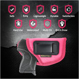 Pink ECO Leather Gun Holster - by Houston - Concealment Inside The Waist with Metal Clip Fits Only Small .380 Caliber with Small Laser, Keltec, LCP, Diamond Back, Small 25 & 22 Cal with Laser