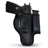IWB Gun Holster with Mag Pouch by Houston - ECO Leather Concealed Carry Soft Material | FITS 1911 5", Browning 9 mm