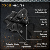 IWB Gun Holster with Mag Pouch by Houston - ECO Leather Concealed Carry Soft Material | FITS 1911 5", Browning 9 mm