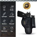 IWB Gun Holster with Mag Pouch by Houston - ECO Leather Concealed Carry Soft Material | FITS 1911 5", Browning 9 mm