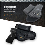 IWB Gun Holster with Mag Pouch by Houston - ECO Leather Concealed Carry Soft Material | FITS 1911 5", Browning 9 mm