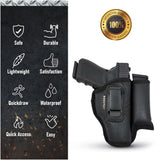 IWB Gun Holster with Mag Pouch by Houston - ECO Leather Concealed Carry Soft Material | Fits Sig P250 Sub Comp, P320 Sub Comp, 224 | FNS 9C | XD Mod. 2-3" 40 & 45 | XD9 Sub Comp | Glock 30/30S/39