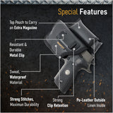 IWB Gun Holster with Mag Pouch by Houston - ECO Leather Concealed Carry Soft Material | FITS Most Full Sizes, Like XDM, Glock 17/19/21, 92 FS (with Laser) (CHPMG-57BL)