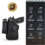 IWB Gun Holster with Mag Pouch by Houston - ECO Leather Concealed Carry Soft Material | FITS Most Full Sizes, Like XDM, Glock 17/19/21, 92 FS (with Laser) (CHPMG-57BL)