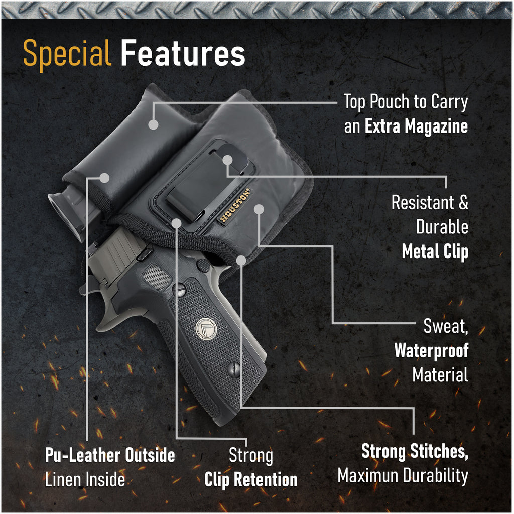 IWB Gun Holster with Mag Pouch by Houston - ECO Leather Concealed Carr –  Popular Holsters