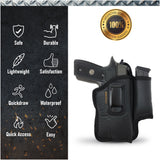 IWB Gun Holster with Mag Pouch by Houston - ECO Leather Concealed Carry Soft Material | FITS Most Full Sizes, Like XDM, Glock 17/19/21, 92 FS (with Laser) (CHPMG-57BL)