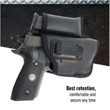 IWB Gun Holster with Mag Pouch by Houston - ECO Leather Concealed Carry Soft Material | FITS Most Full Sizes, Like XDM, Glock 17/19/21, 92 FS (with Laser) (CHPMG-57BL)