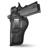 IWB Optical Gun Holster by Houston - ECO Leather Concealed Carry Soft Material | Suede Interior for Maximum Protection | FITS 1911 4" & Clones, Glock 48, Shield EZ 380, Browning HP .9 & 380