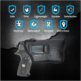 ECO Leather Optical Concealment Holster Inside The Waist with Metal Clip by Houston FIT Most Full Sizes, Like XDM, Glock 17/19/21, 92 FS (with Laser)