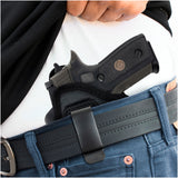 ECO Leather Optical Concealment Holster Inside The Waist with Metal Clip by Houston FIT Most Mid & Full Sizes, Like Glock 17 / 22, 19 / 23, S&W M&P, Beretta 92, Ruger with Laser O Flashlight (with Laser)