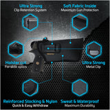 ECO Leather Optical Concealment Holster Inside The Waist with Metal Clip by Houston FIT Most Mid & Full Sizes, Like Glock 17 / 22, 19 / 23, S&W M&P, Beretta 92, Ruger with Laser O Flashlight (with Laser)