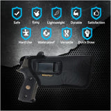 ECO Leather Optical Concealment Holster Inside The Waist with Metal Clip by Houston FIT Most Mid & Full Sizes, Like Glock 17 / 22, 19 / 23, S&W M&P, Beretta 92, Ruger with Laser O Flashlight (with Laser)