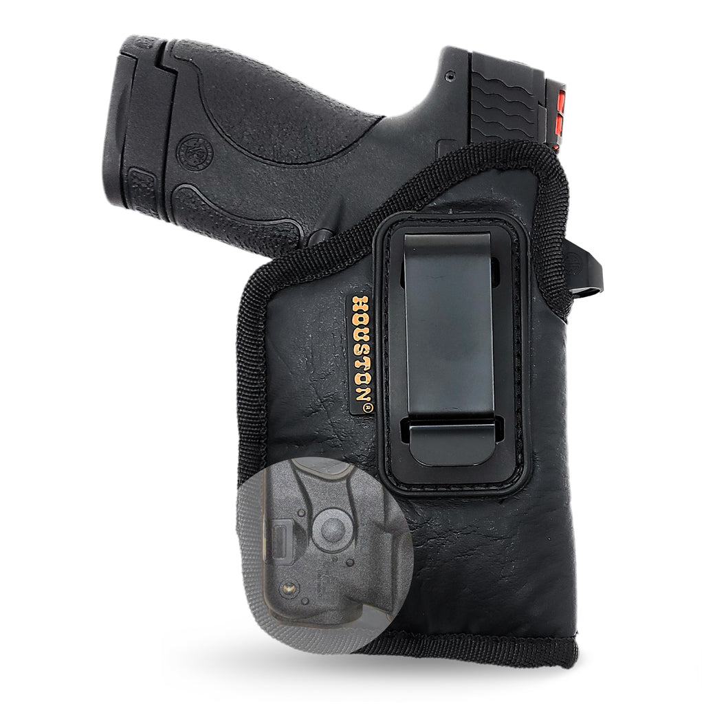 Brown Inside Waistband (IWB) Gun Holster - Eco Leather, Fits Compact 9mm/.40/.45 With Small Laser