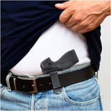 IWB Revolver Holster by Houston - Tuckable ECO Leather Concealed Carry Soft Material | Suede Interior | Fits: Most Full Sizes, Like XDM, Glock 17/19/21, 92 FS (with Laser)
