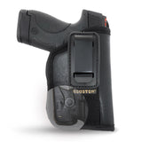 IWB Revolver Holster by Houston - Tuckable ECO Leather Concealed Carry Soft Material | Suede Interior | Fits: Most Full Sizes, Like XDM, Glock 17/19/21, 92 FS (with Laser)