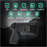 IWB Revolver Holster by Houston - Tuckable ECO Leather Concealed Carry Soft Material | Suede Interior | Fits: Most Full Sizes, Like XDM, Glock 17/19/21, 92 FS (with Laser)
