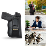 IWB Revolver Holster by Houston - Tuckable ECO Leather Concealed Carry Soft Material | Suede Interior | Fits: Most Full Sizes, Like XDM, Glock 17/19/21, 92 FS (with Laser)