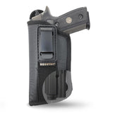 IWB Revolver Holster by Houston - Tuckable ECO Leather Concealed Carry Soft Material | Suede Interior | Fits: Most Mid & Full Sizes, Like Glock 17 / 22, 19 / 23, S&W M&P, Beretta 92, Ruger with Laser O Flashlight (with Laser)