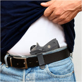 IWB Revolver Holster by Houston - Tuckable ECO Leather Concealed Carry Soft Material | Suede Interior | Fits: Most Mid & Full Sizes, Like Glock 17 / 22, 19 / 23, S&W M&P, Beretta 92, Ruger with Laser O Flashlight (with Laser)