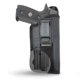 IWB Revolver Holster by Houston - Tuckable ECO Leather Concealed Carry Soft Material | Suede Interior | Fits: Most Mid & Full Sizes, Like Glock 17 / 22, 19 / 23, S&W M&P, Beretta 92, Ruger with Laser O Flashlight (with Laser)