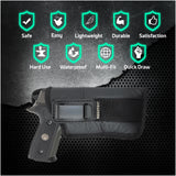 IWB Revolver Holster by Houston - Tuckable ECO Leather Concealed Carry Soft Material | Suede Interior | Fits: Most Mid & Full Sizes, Like Glock 17 / 22, 19 / 23, S&W M&P, Beretta 92, Ruger with Laser O Flashlight (with Laser)