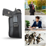 IWB Revolver Holster by Houston - Tuckable ECO Leather Concealed Carry Soft Material | Suede Interior | Fits: Most Mid & Full Sizes, Like Glock 17 / 22, 19 / 23, S&W M&P, Beretta 92, Ruger with Laser O Flashlight (with Laser)
