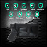 IWB Revolver Holster by Houston - Tuckable ECO Leather Concealed Carry Soft Material | Suede Interior | Fits: Most MIDSIZES & Compact 9/40/45 with Laser