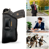 Houston Gun Holsters - ECO Leather Concealed Carry Soft Material | FITS Most Mid & Full sizes, like Glock 17 / 22, 19 / 23, S&W M&P, BERETTA 92, Ruger WITH LASER O FLASHLIGHT (with Laser), Black