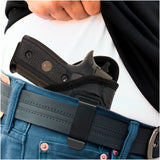 Houston Gun Holsters - ECO Leather Concealed Carry Soft Material | FITS Most Mid & Full sizes, like Glock 17 / 22, 19 / 23, S&W M&P, BERETTA 92, Ruger WITH LASER O FLASHLIGHT (with Laser), Black