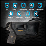 Houston Gun Holsters - ECO Leather Concealed Carry Soft Material | FITS Most Mid & Full sizes, like Glock 17 / 22, 19 / 23, S&W M&P, BERETTA 92, Ruger WITH LASER O FLASHLIGHT (with Laser), Black